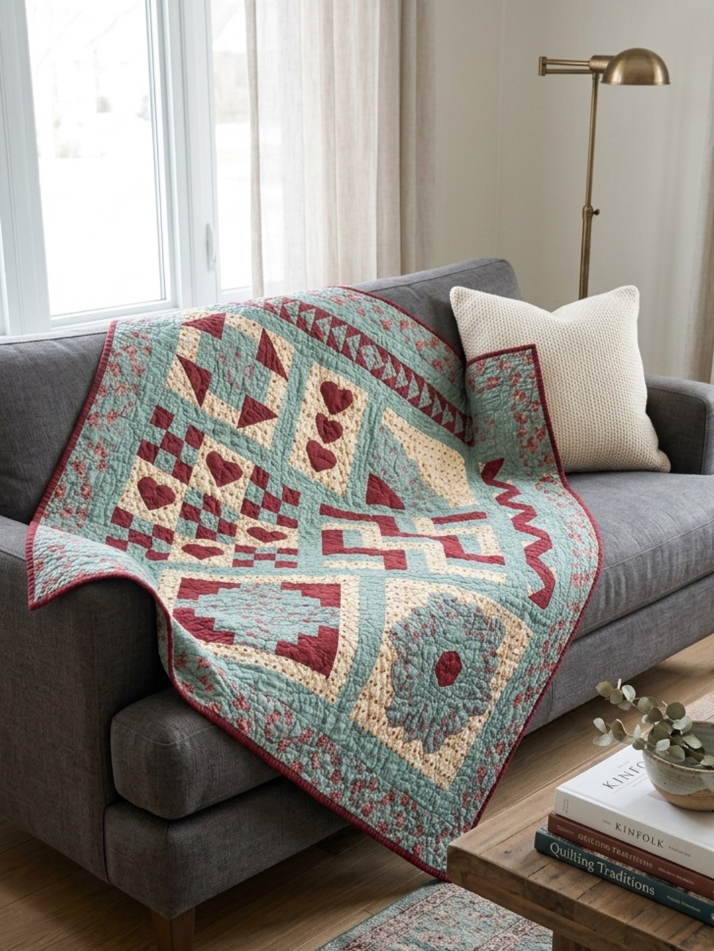 HANDMADE QUILT 32x43 - SOLD AS IS